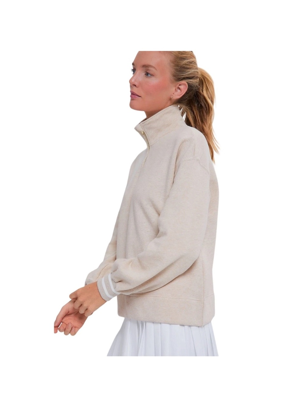 Tuckernuck TNuck Quarter-Zip Pullover Sweater in Light Beige Small - Picture 6 of 10